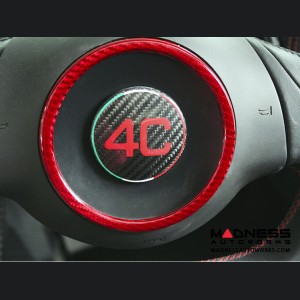 Alfa Romeo 4C Steering Wheel Trim - Carbon Fiber - Badge Cover - 4C Logo w/ Italian Theme