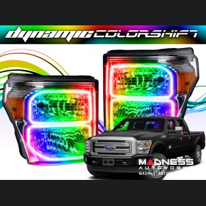 Ford F-250 ORACLE Lighting Dynamic ColorSHIFT Halo Kit - Square Ring Design